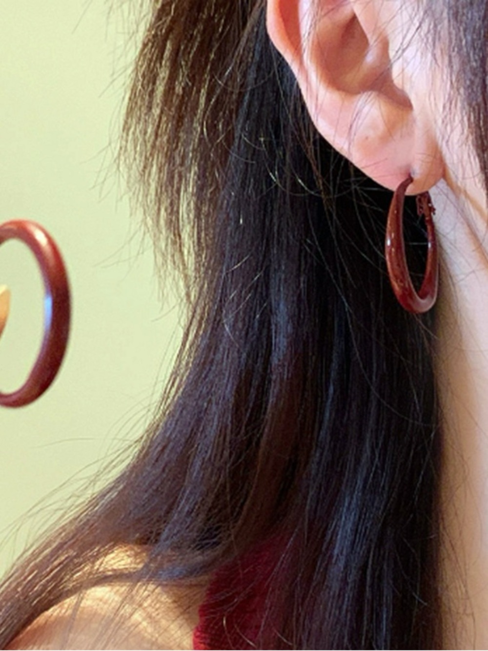 Burgundy Gloss Hoop Earrings for Women